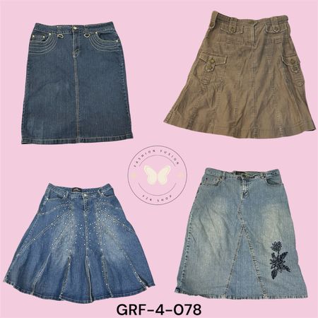 Women’s Denim Midi Skirt – High Waist, A-Line Fit (GRF-4-079)