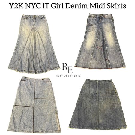 Y2K NYC IT Girl Denim Maxi Skirts RE-3023