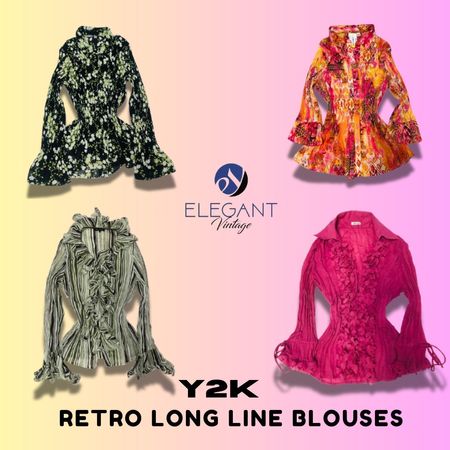 Y2K Retro Long Line Blouses - EV1405