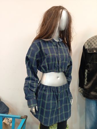 Upcycled Tommy Hilfiger Co-Ord Sets – Designer Crop Tops & Skirts