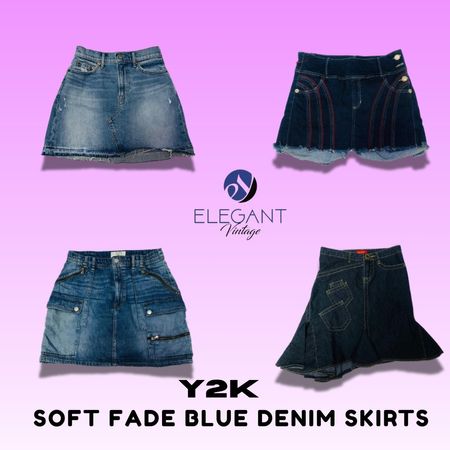 Y2K Soft Fade Blue Denim Skirts - EV1417