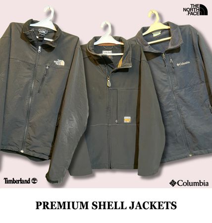 Columbia, TNF and Timberland Shell jackets