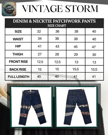 Upcycled Denim & Necktie Patchwork Pants