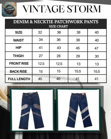 Upcycled Denim & Necktie Patchwork Pants