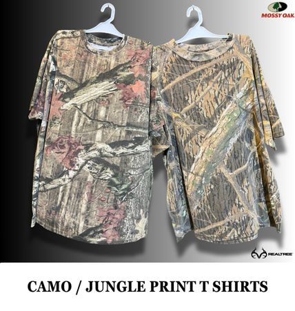 Premium Jungle Print / Camo T-Shirts including Mossy oak, Realtree etc