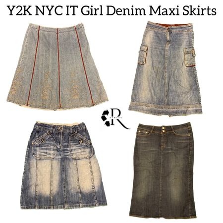 Y2K NYC IT Girl Denim Maxi Skirts RW-1775