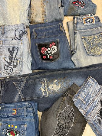 Mens Y2k embroidered Jeans & Japanese Jeans