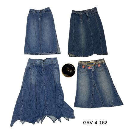 High-Waisted Denim Midi Skirt – Trendy & Versatile Look (GRV-4-162)