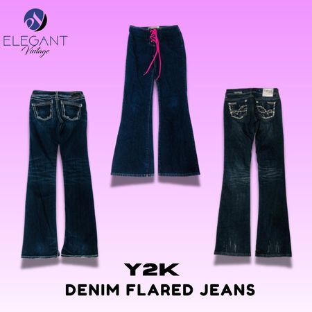 Y2K Denim Flared Jeans - EV1436