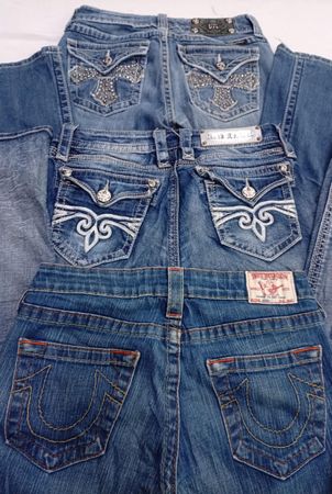 CR7446 Mixed Branded Flare Jeans