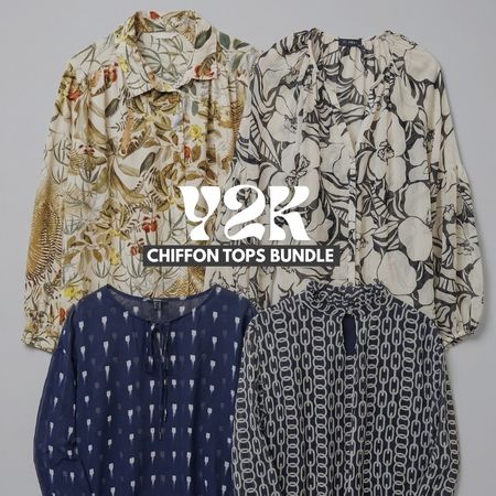 Y2k women's 10Pc Premium Chiffon Blouses | Women's Vintage Tops wholesale bundle