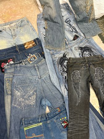 Mens Y2k Embroidered & Japanes Jeans