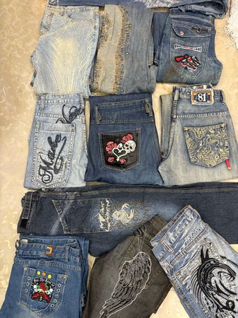 Mens Y2k Embroidered & Japanes Jeans