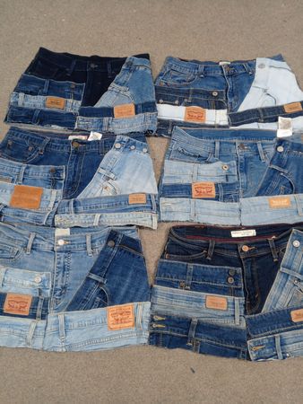 HD1439 Ladies Upcycled Levi's Belted Skirts