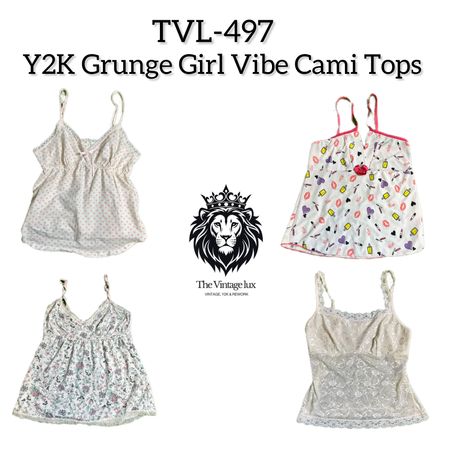 Y2K Drunge Girls Vibe Cami Tops (TVL-497)