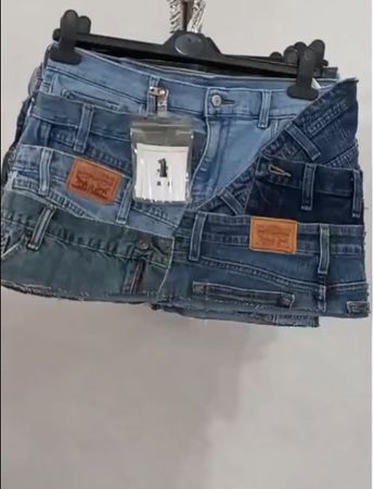 CR1504 Upcycled Denim Mini Skirt