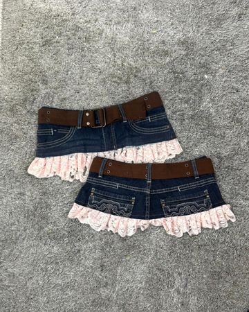 Upcycled Denim Belted Skirt