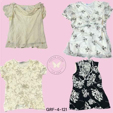 Black & White Printed Poly Blouse – Classic Monochrome Y2K Edit (GRF-4-121)