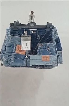 CR1506 Upcycled Denim Mini Skirt