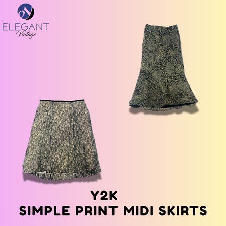 Y2K Simple Print Midi Skirts - EV1556