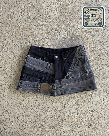 Upcycled Levi's Denim Belted Mini Skirt