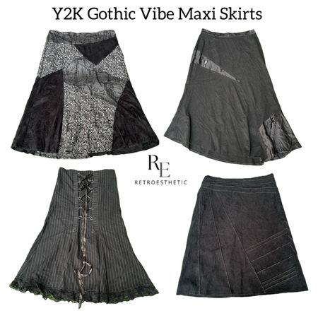 Y2k Gothic Vibe Maxi Skirts Re-3012