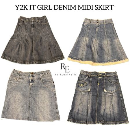 Y2k IT GIRL DENIM MIDI SKIRT Re3014