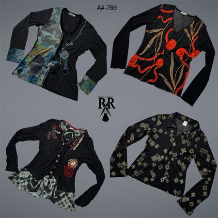 Y2K All Black Rave Full Sleeve Mix Tops (AA-759)