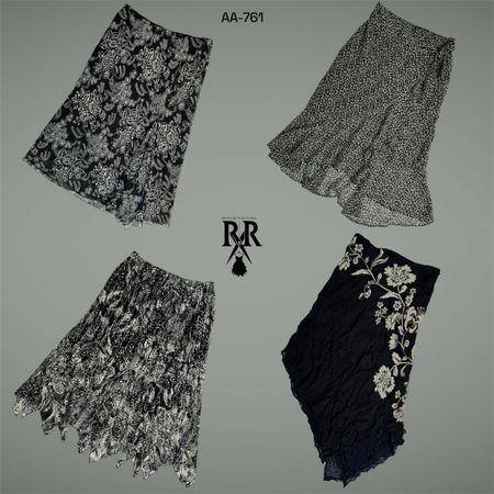 Y2K Black Floral Mix Poly Skirts (AA-761)