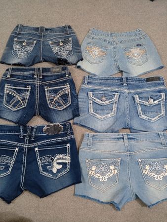 Shorts micro mini en denim embellis pour femmes HD1446 upcyclés Y2K