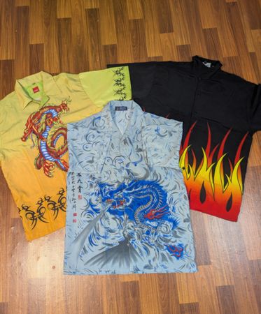 Premium Dragon fire men causal boton up Shirt