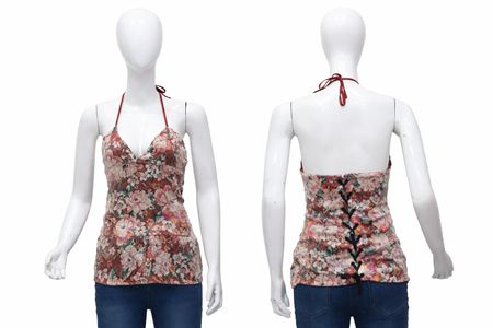 CR1510 Upcycled Floral Halter Top