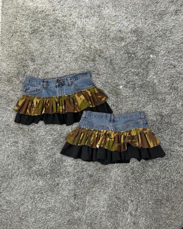 Upcycled Denim Ruffle Skirt