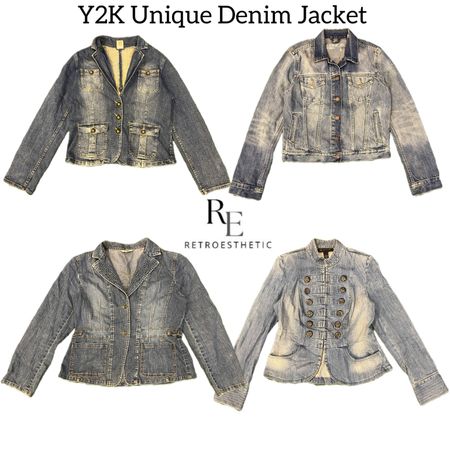 Y2k Unique Denim Jacket Re-3020