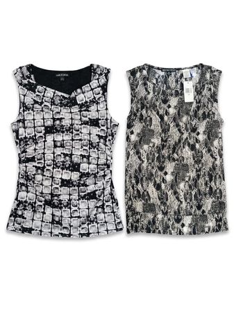 (FV-1126) Y2K Black & White Aesthetic printed Cowl-Neck tops