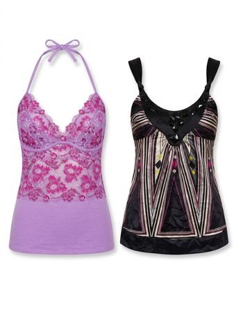(FV-1131) Y2K Purple Aesthetic Mixed Print Tops Bundle
