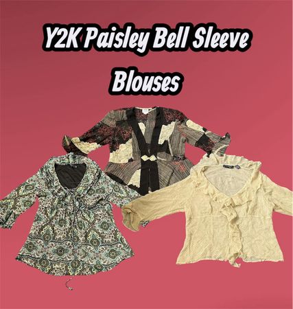 Y2K Paisley Bell Sleeve Blouses - (15/04)