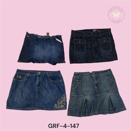 Y2K Women’s Denim Mini  Skirt – High Waist, Front Slit  (GRF-4-147)