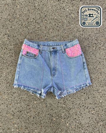 Upcycled y2k style Denim Shorts