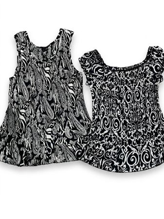 (FV-1141) Black & White Printed Tops | Trendy Summer Casual outfit collection for womens