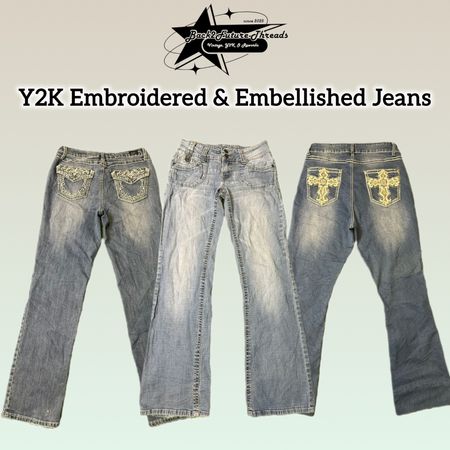 Y2K Embriodered & Embellished Jeans