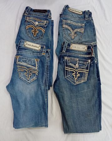 CR7538 Vintage Rock Revival Flare & Straight Jeans
