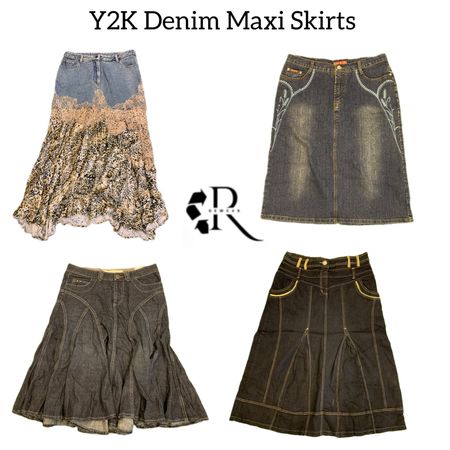 Y2K Unique Denim Maxi Skirts RW-1790