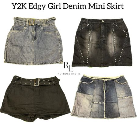 Y2k Edgy Girl Denim Mini Skirts Re-3042