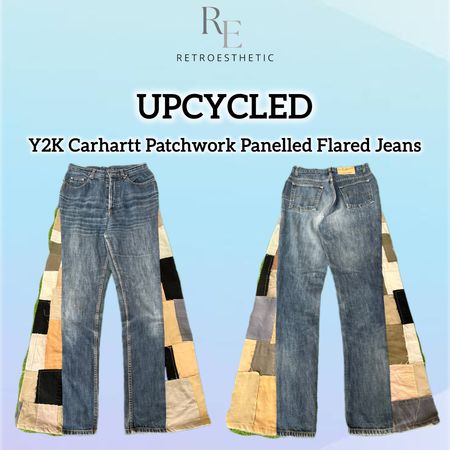 Upcycled Y2K Carhartt Patchwork Panelled Flared Jeans