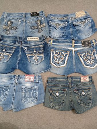 HD1449 Ladies Upcycled Branded Micro Mini Shorts