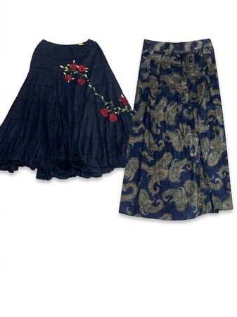 (FV-1171) Y2K Blue Paisley & Minimal Skirts Mix – Vintage Streetwear Women Bundle