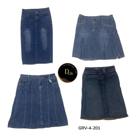 Y2k  Denim Midi Skirt – High Waist Classic Blue  (GRV-4-201)