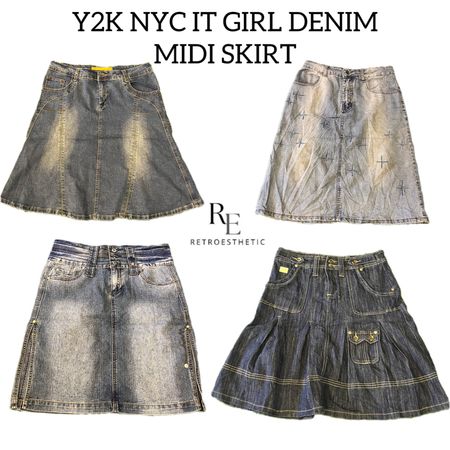 Y2K NYC Girl Denim Midi Skirts RE-3030