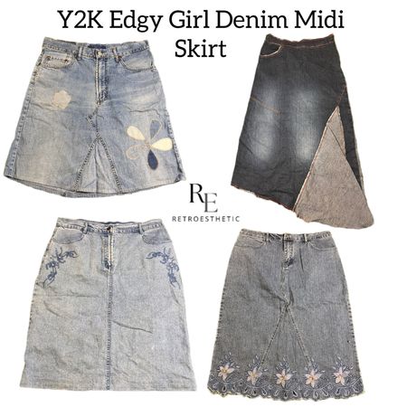 Y2K NYC IT Girl Denim  Midi Skirts RE-3032